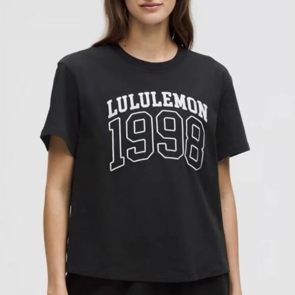 Lululemon Tops - NWT Lululemon Relaxed Fit 100% Cotton Jersey Graphic Tee Shirt Black 1998 Sz12